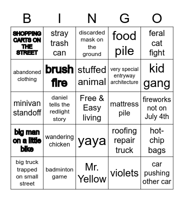 Test Bingo Card