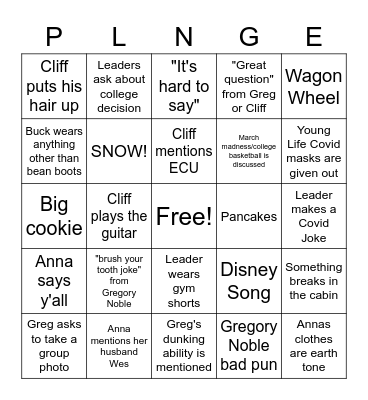 Plunge Bingo Card