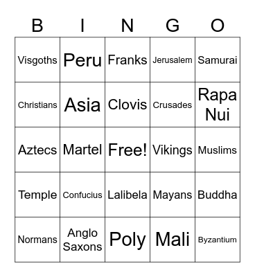 World Games Bingo Card