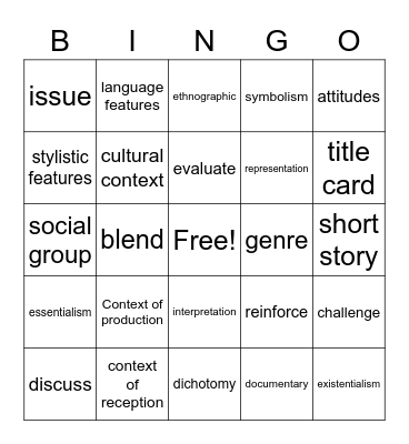 Term 1 Responding Bingo Card