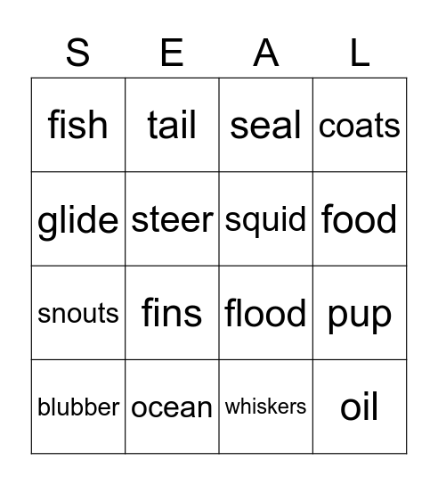 Seals Bingo Card