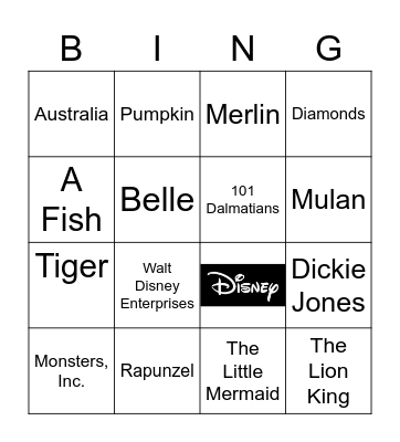 DISNEY TRIVIA BINGO Card