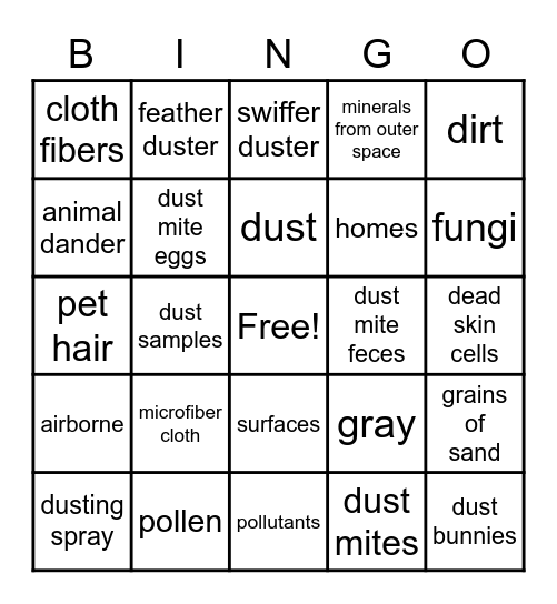 Dust Bingo Card