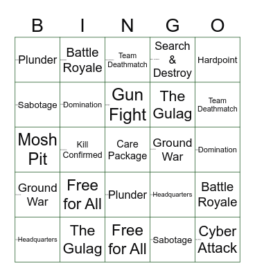 CRAWL OF DUTY Bingo Card