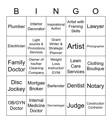 Womens Business Network Bingo Card