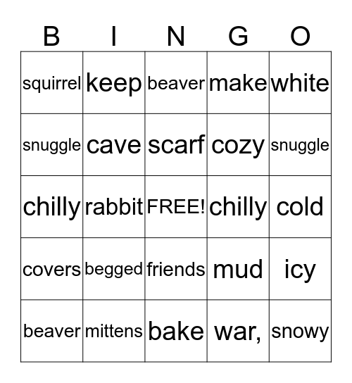 3rd grade Bingo Card