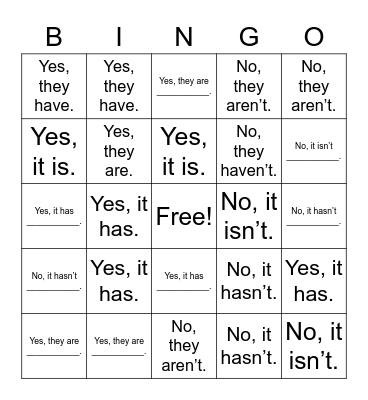 Zoo Animal Bingo Card