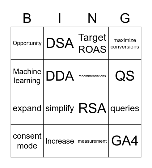 TUI Search Summit Day 2 Bingo Card