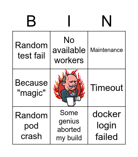 Jenkins bingo Card