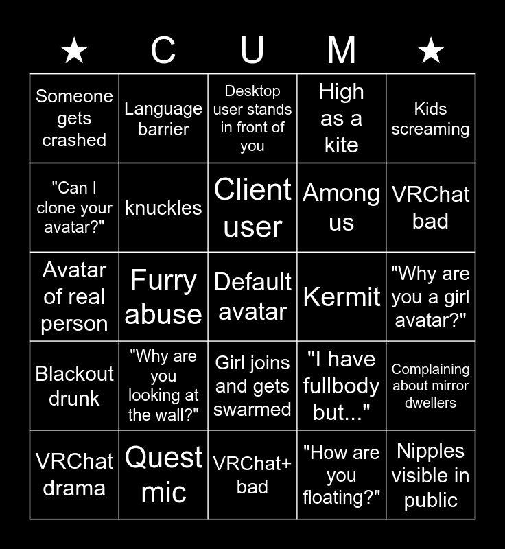 Vrc Bingo Card