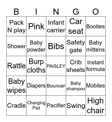 Paisley Bingo Card