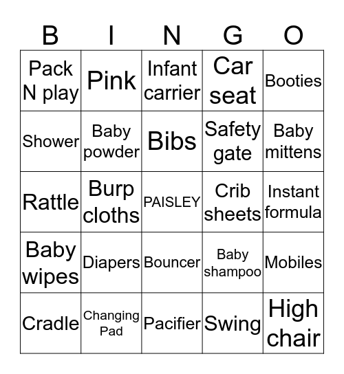 Paisley Bingo Card