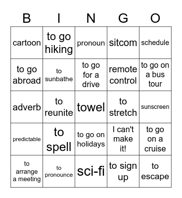 Choose a word/phrase and explain it to yourpartner. Let them guess what you have in mind Bingo Card