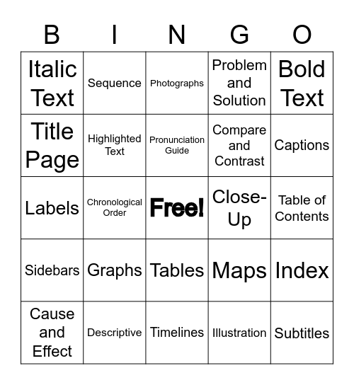 Nonfiction Bingo Card