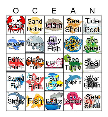 Ocean Bingo Card