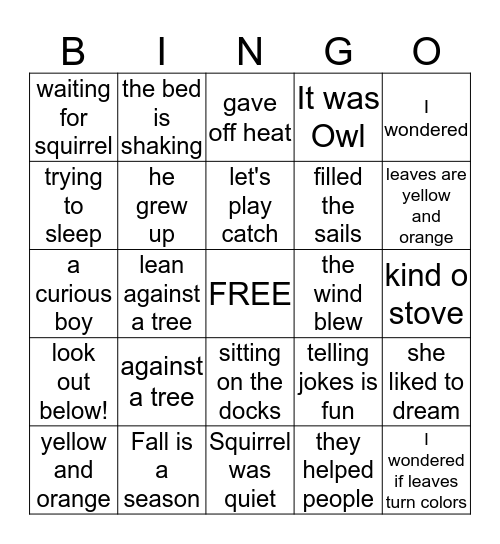 Happy Fall! Bingo Card