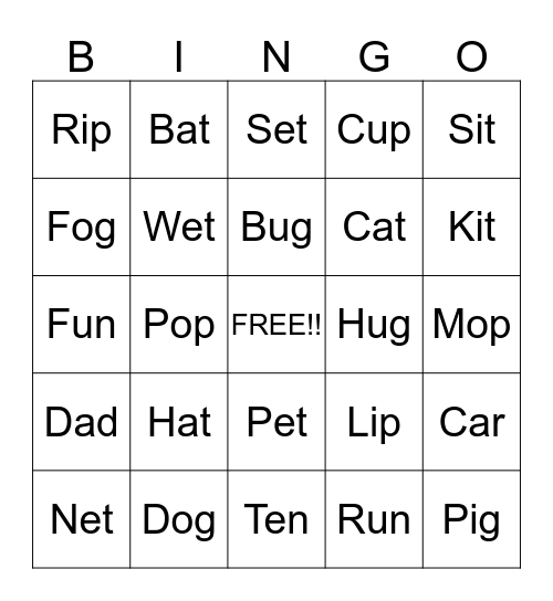 CVC Bingo Card