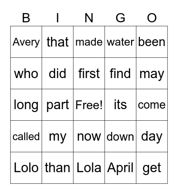 Sight Words #9 /#10 Bingo Card