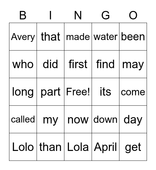 Sight Words #9 /#10 Bingo Card
