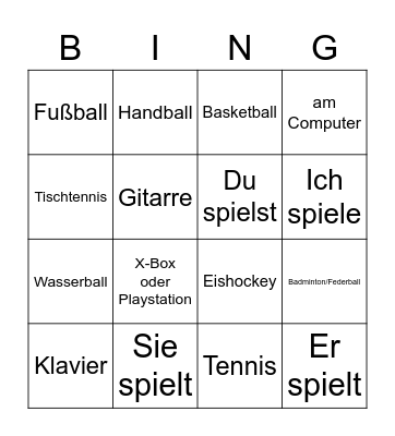 S1 German- bist du sportlich? Bingo Card