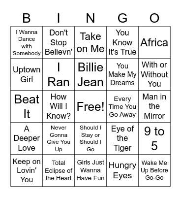 80's BINGO Card
