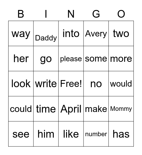 Sight Words #7 #8 Bingo Card