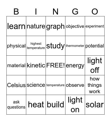 Science Bingo Card