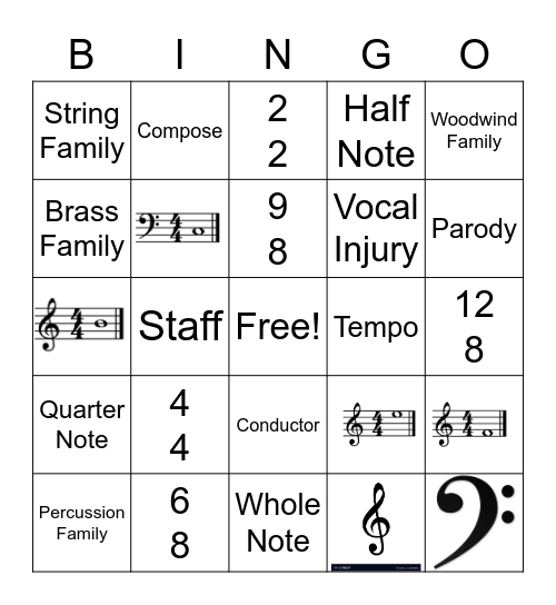 Music Bingo Card