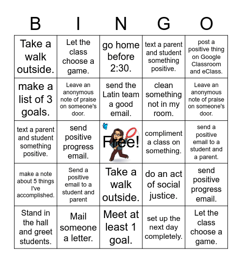 22 March 2021 Bingo Card