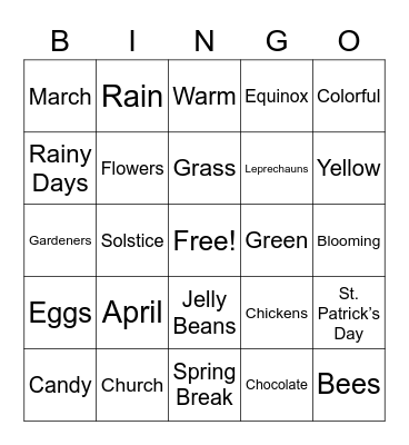 Spring Bingo Card