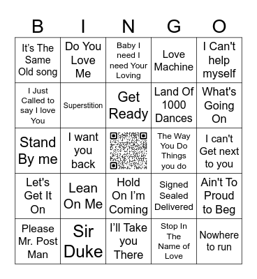 MOTOWN Bingo Card