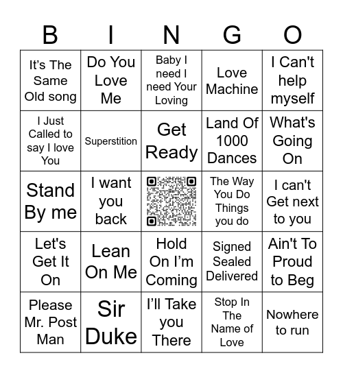 MOTOWN Bingo Card