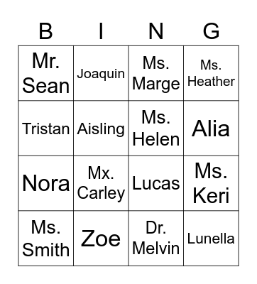 Untitled Bingo Card