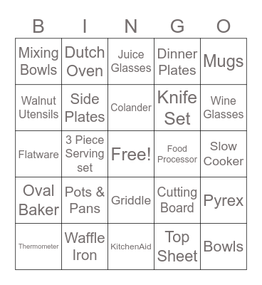 Clare's Shower Bingo Card
