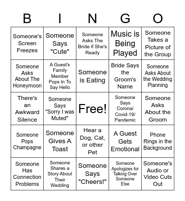 Lauren's Bridal Shower Bingo Card