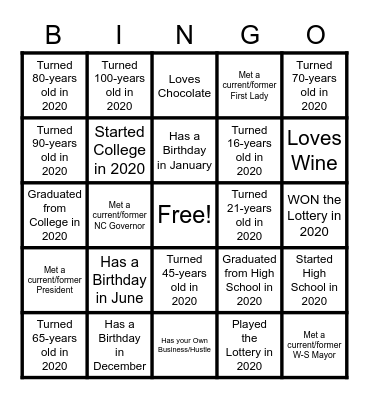 Freedom School Fundraiser Bingo Card