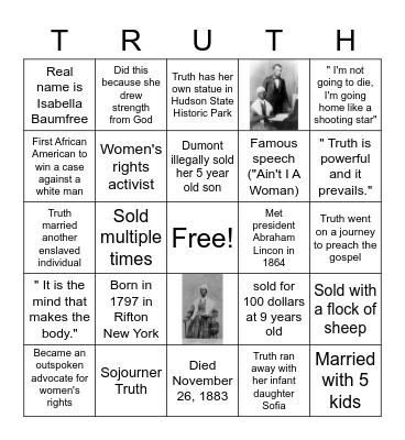 "Aint I A Woman" Bingo Card
