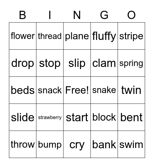 Consonant Clusters Bingo Card