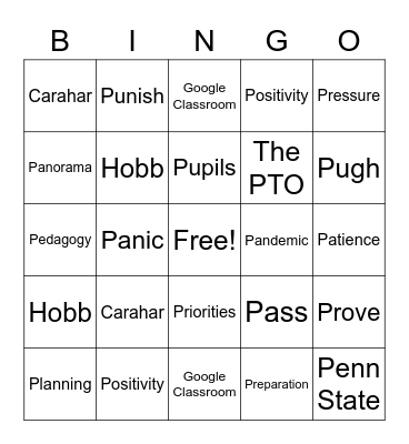 Return to school Bingo Card