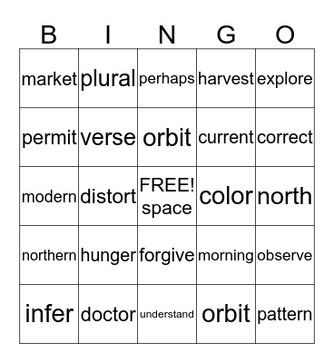 Unit 14 Bingo Card