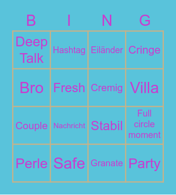 LOVE Island Bullshit Bingo Card