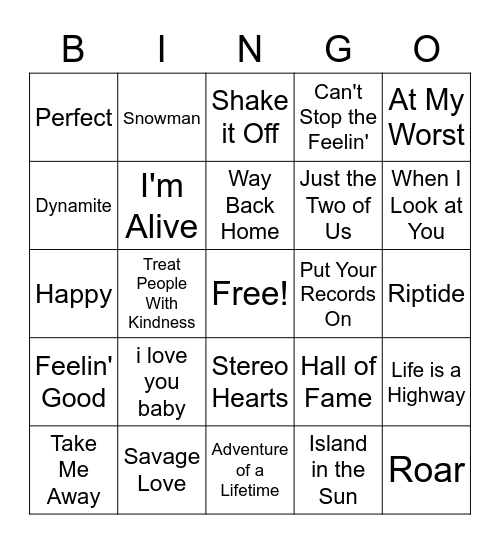 Tik Tok BINGO Card