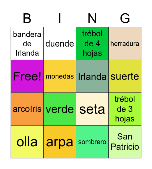 San Patricio Bingo Card