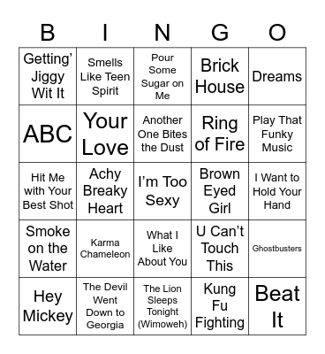 PS Ops Music Bingo Card