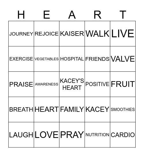 IT'A ALL ABOUT THE HEART Bingo Card