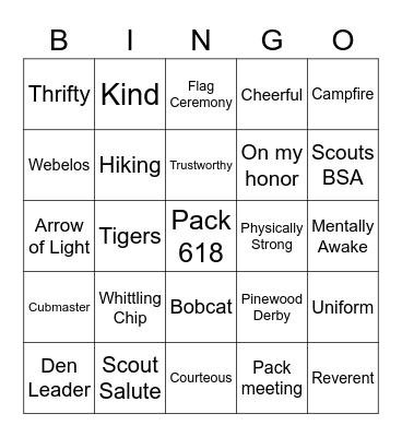 Blue and Gold Bingo Card