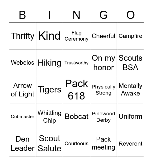 Blue and Gold Bingo Card