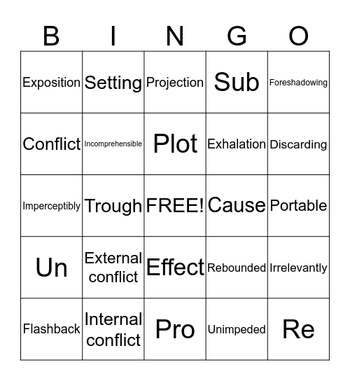 Vocabulary Bingo Card
