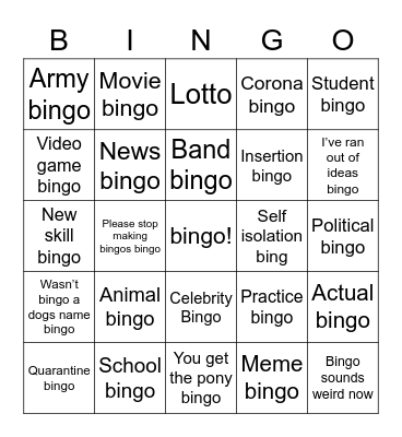 Quarantine bing bing Bingo Card