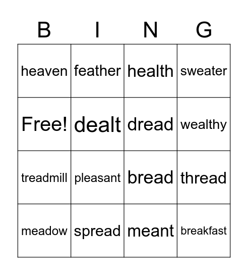 EA (bread) Bingo Card